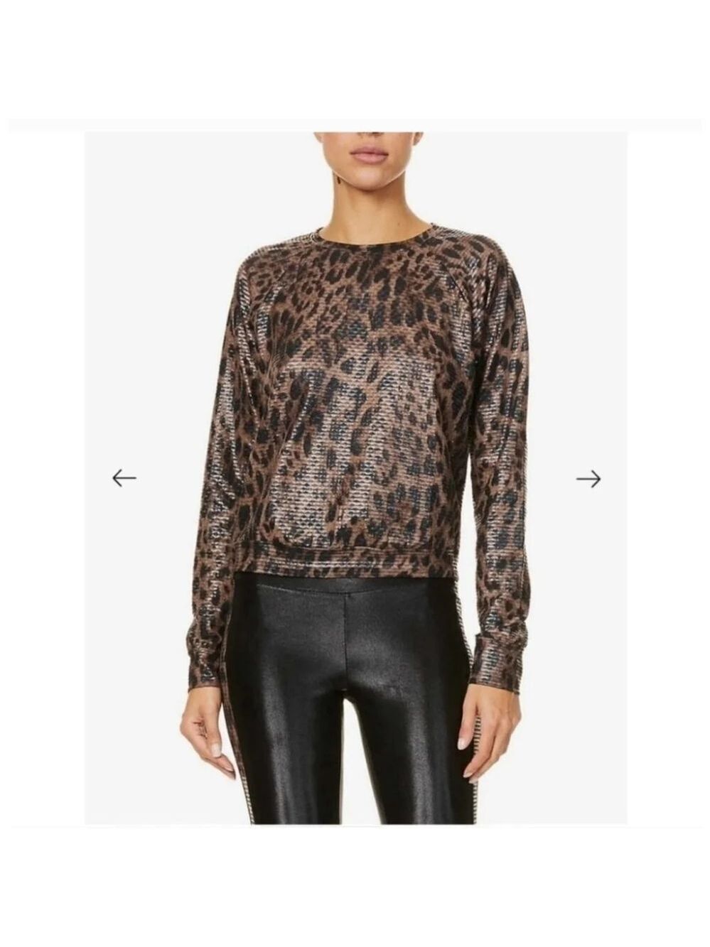 Koral Sofia Netz leopard-print stretch-jersey top Sz L